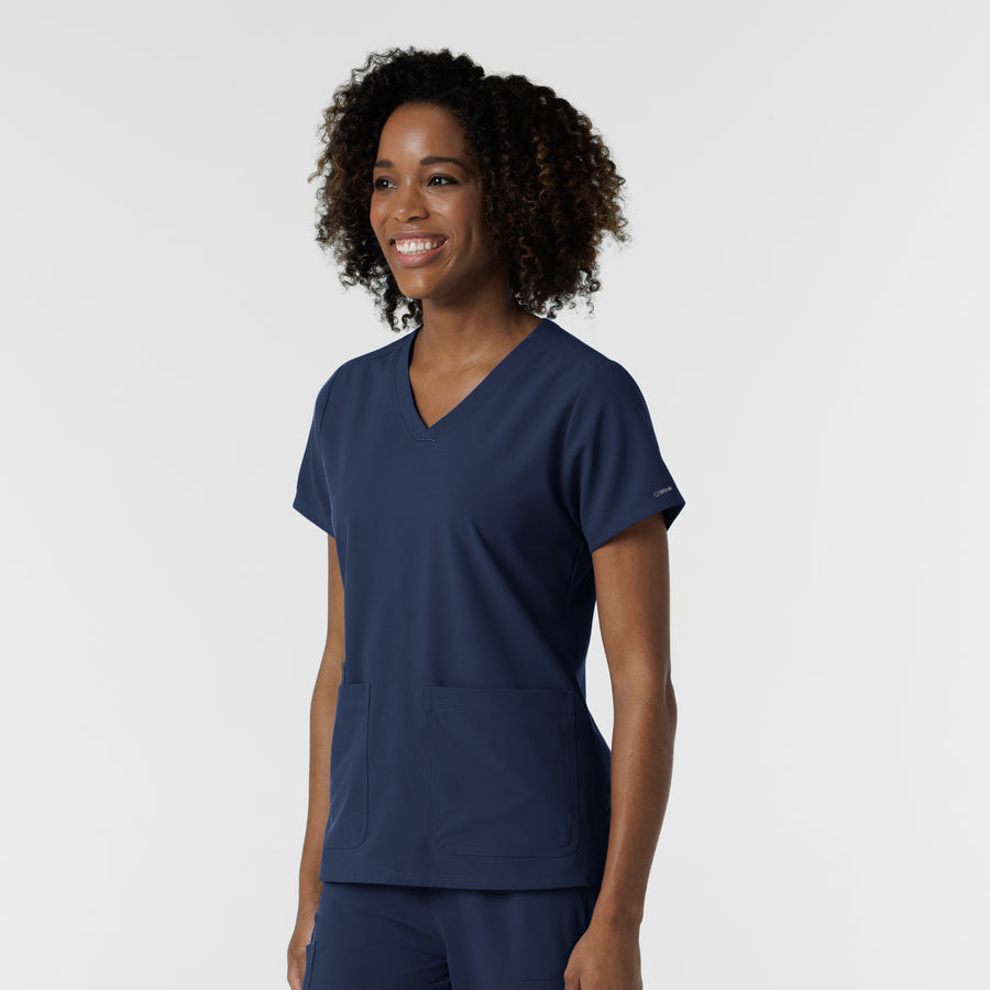 NURTUR Women's V-Neck Scrub Top - Navy side