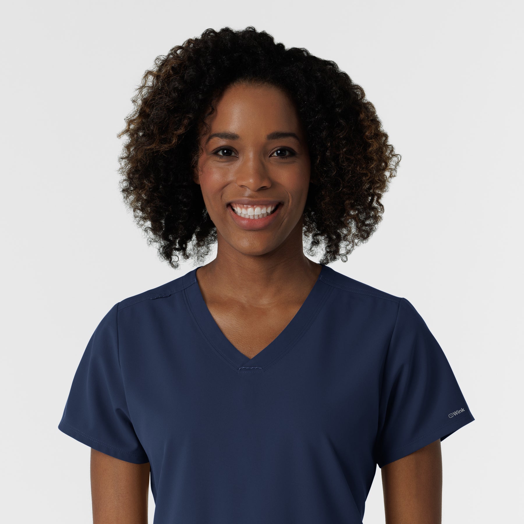 NURTUR Women's V-Neck Scrub Top - Navy neckline