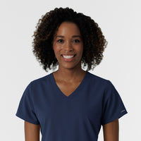 NURTUR Women's V-Neck Scrub Top - Navy neckline