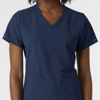 NURTUR Women's V-Neck Scrub Top - Navy front detail