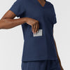 NURTUR Women's V-Neck Scrub Top - Navy large pocket