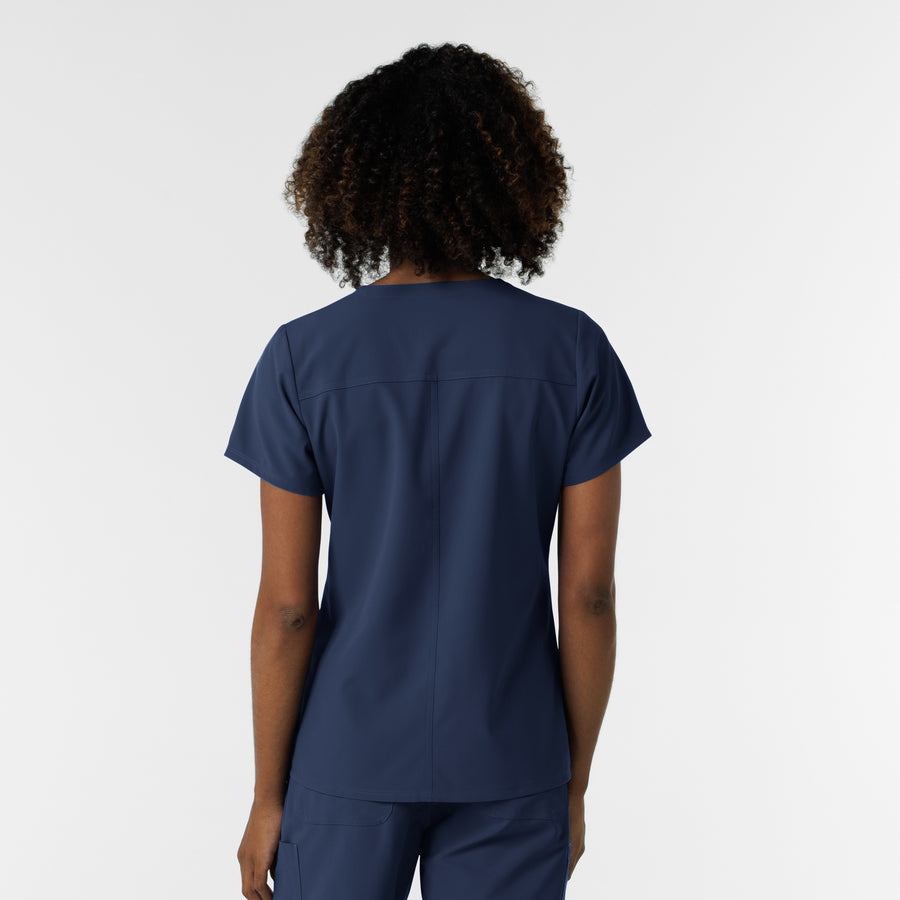 NURTUR Women's V-Neck Scrub Top Navy back view