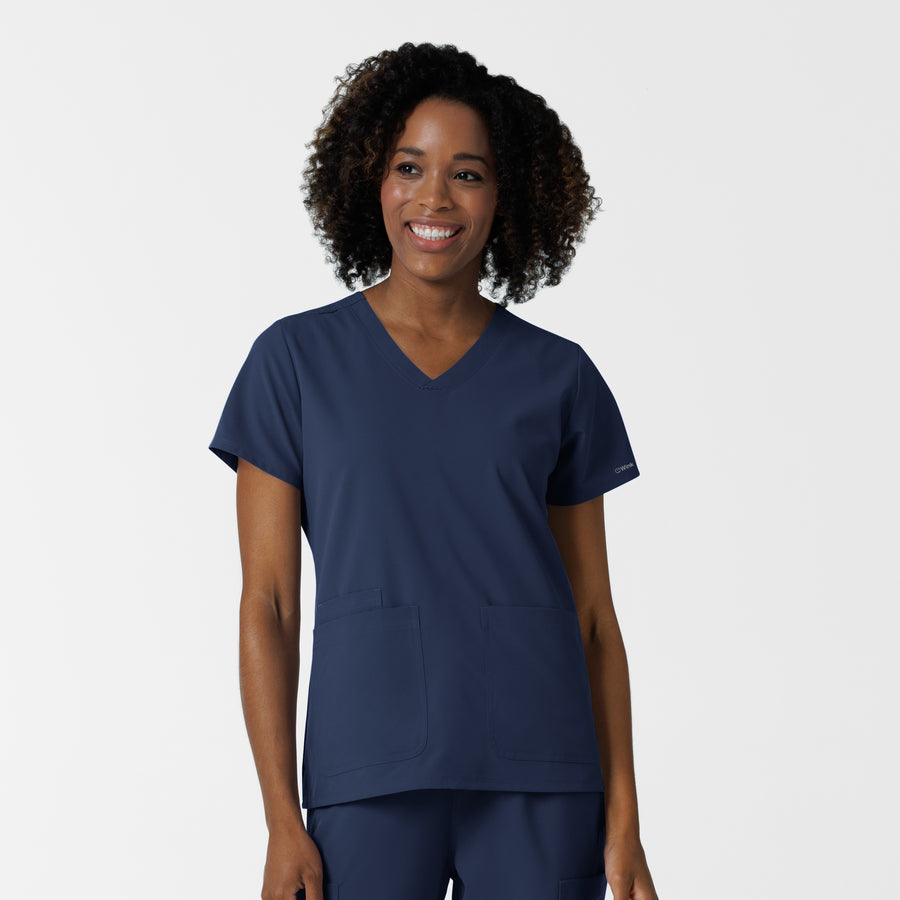 NURTUR Women's V-Neck Scrub Top - Navy