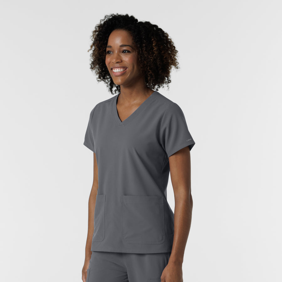 NURTUR Women's V-Neck Scrub Top - Pewter side