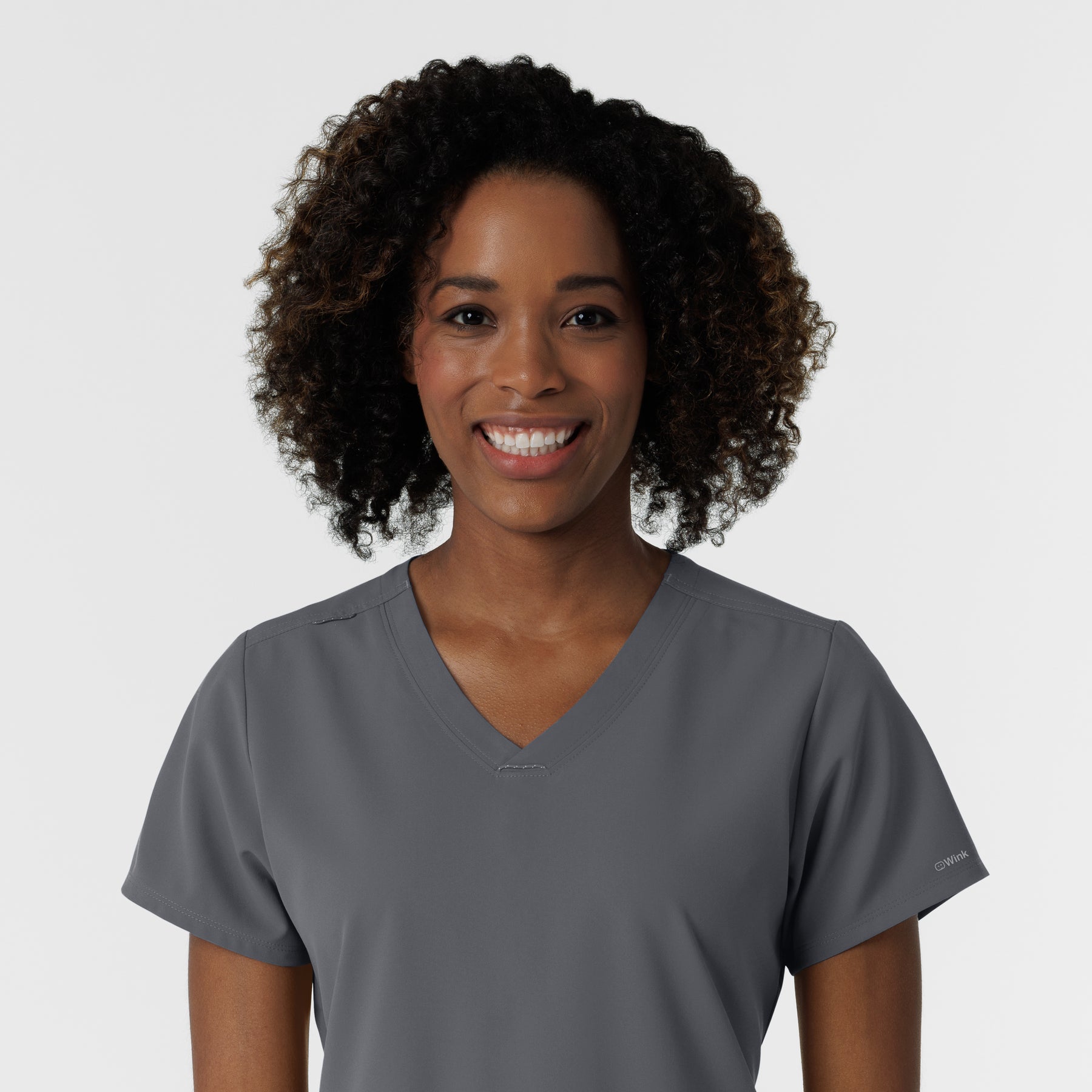 NURTUR Women's V-Neck Scrub Top - Pewter neckline