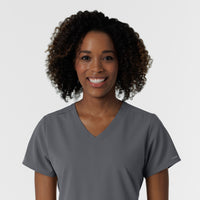 NURTUR Women's V-Neck Scrub Top - Pewter neckline