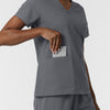NURTUR Women's V-Neck Scrub Top - Pewter large pocket