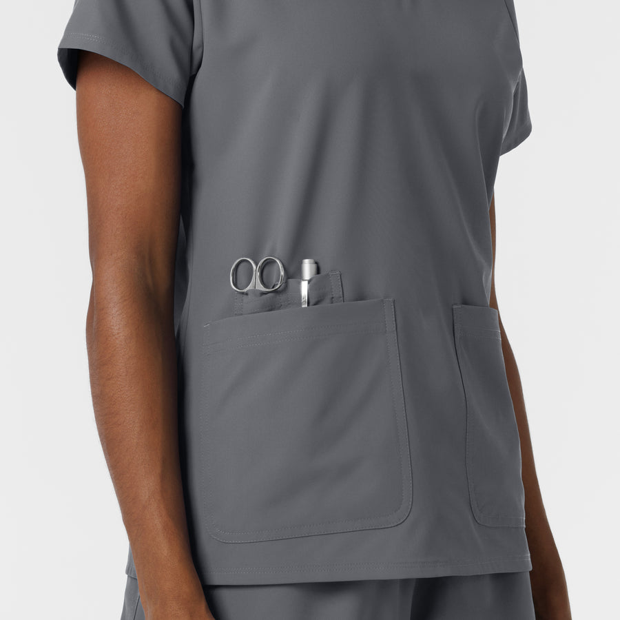 NURTUR Women's V-Neck Scrub Top - Pewter utility loops