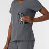 NURTUR Women's V-Neck Scrub Top - Pewter pocket for stethoscope 