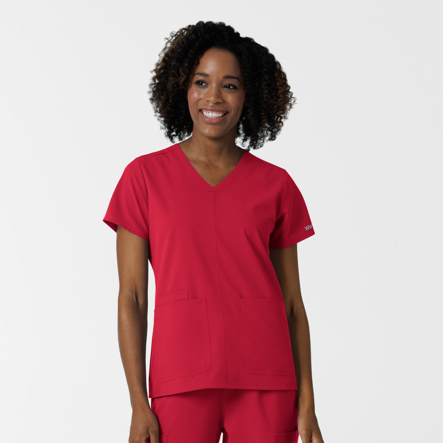 Nurtur Women's V-Neck Scrub Top - Red