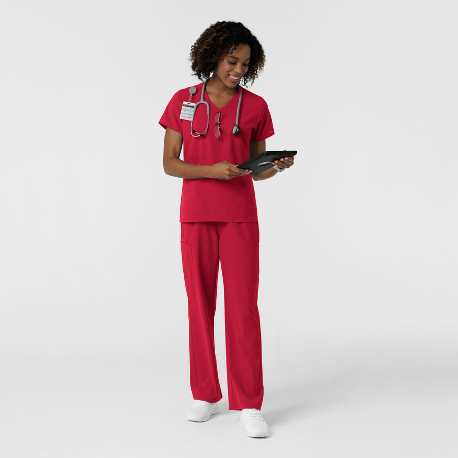 Nurtur Women's V-Neck Scrub Top - Red
