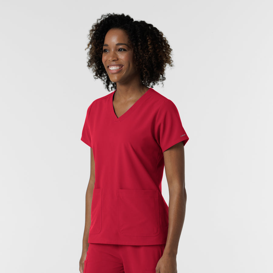 Nurtur Women's V-Neck Scrub Top - Red