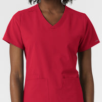 Nurtur Women's V-Neck Scrub Top - Red