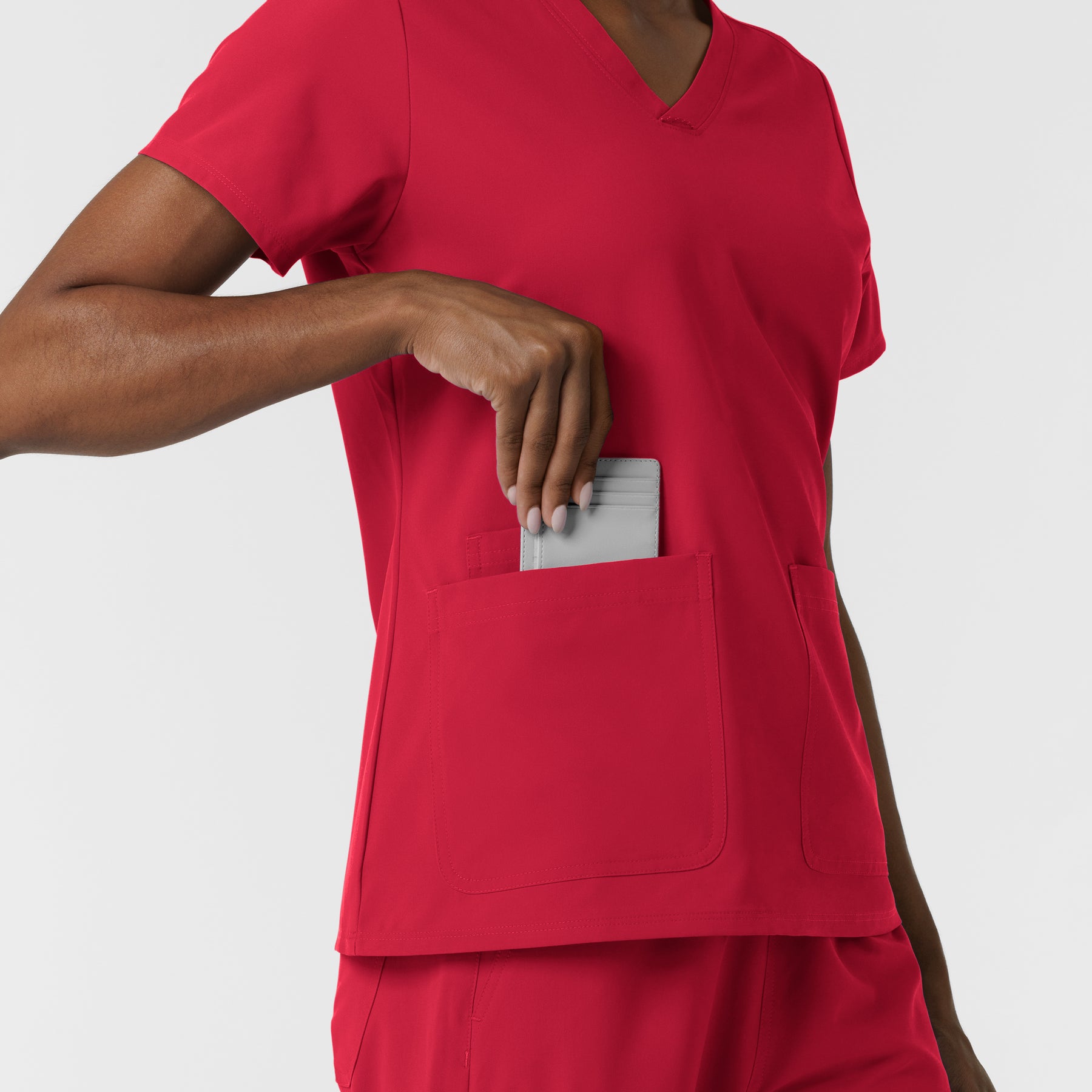 Nurtur Women's V-Neck Scrub Top - Red