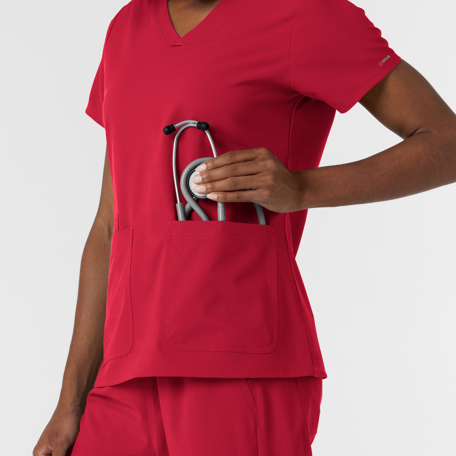 Nurtur Women's V-Neck Scrub Top - Red