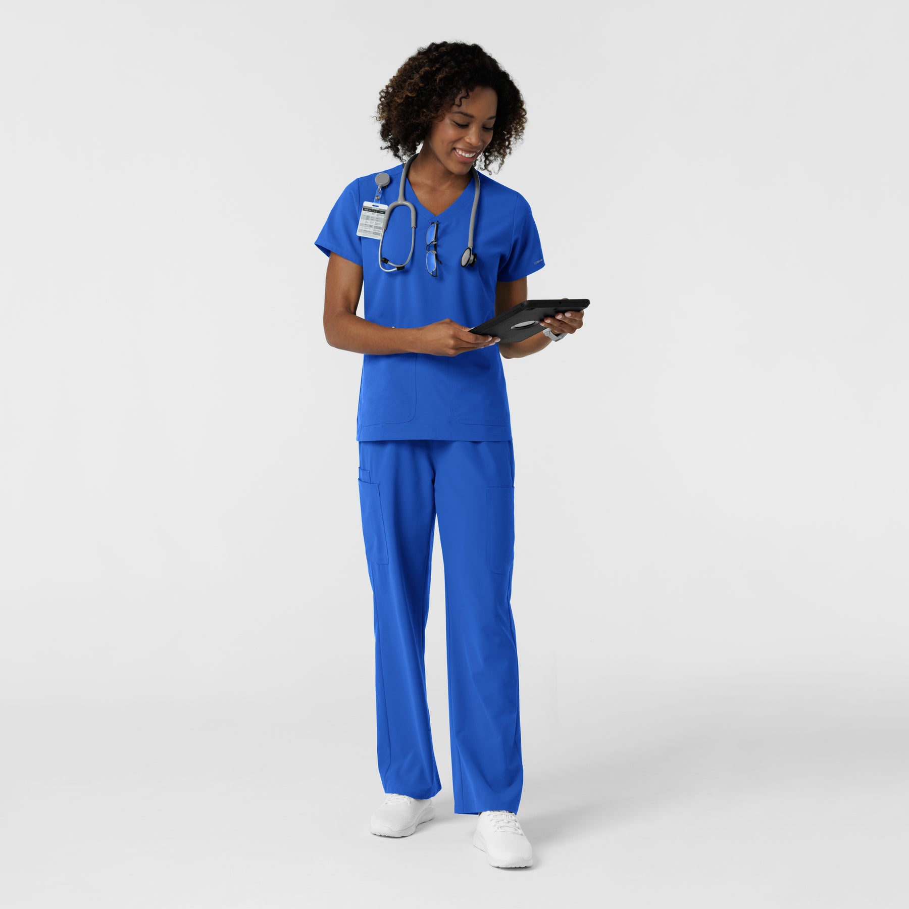 NURTUR Women's V-Neck Scrub Top - Royal Blue scrub set