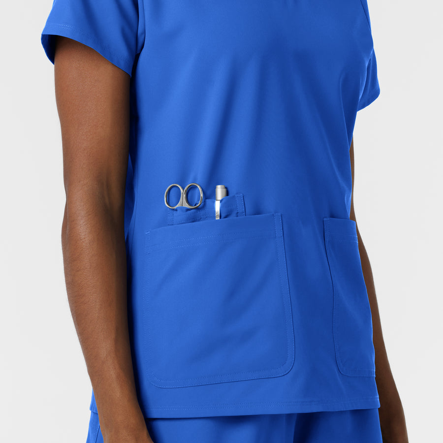 NURTUR Women's V-Neck Scrub Top - Royal Blue utility loops