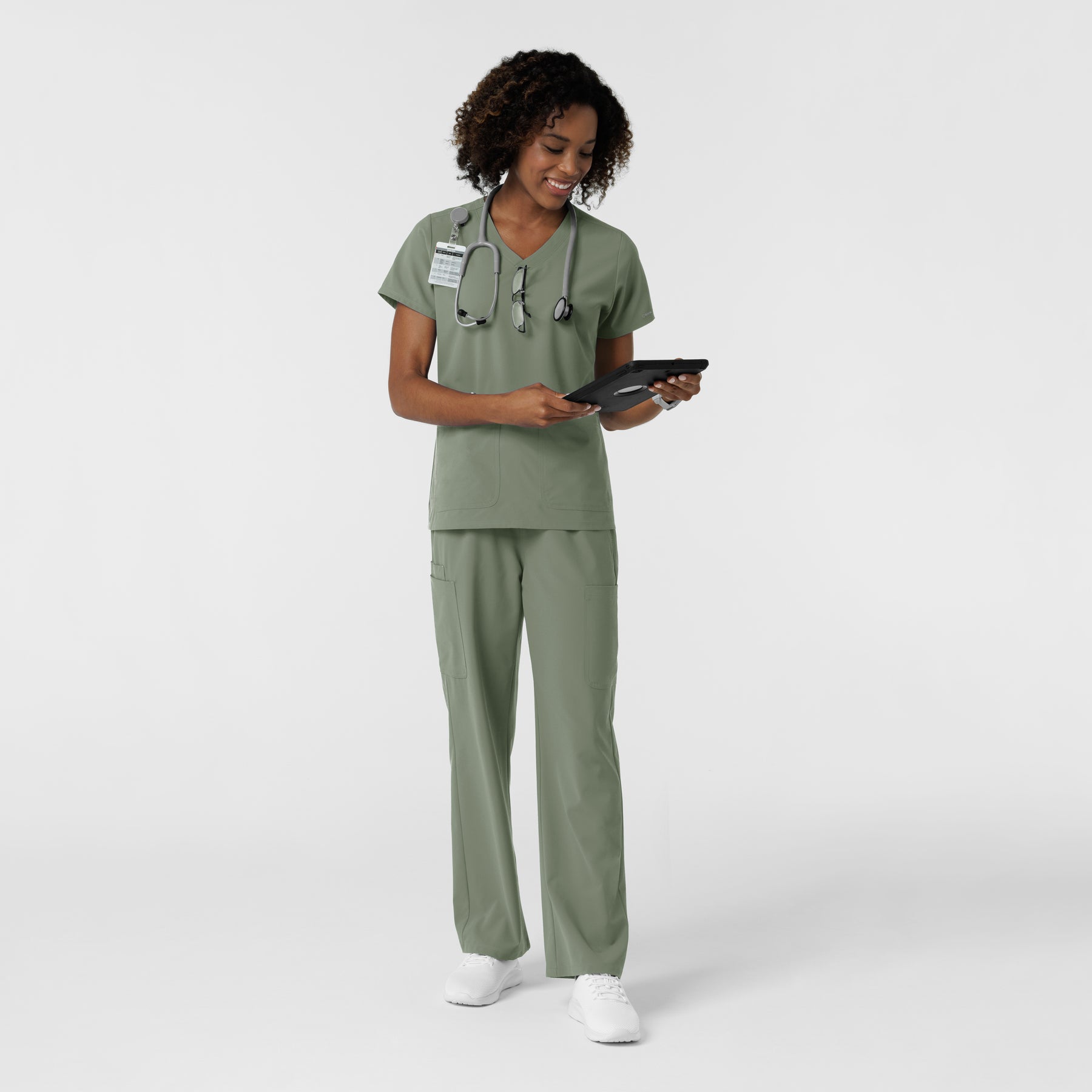 NURTUR Women's V-Neck Scrub Top - Sage scrub set