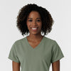 NURTUR Women's V-Neck Scrub Top - Sage neckline