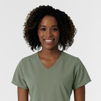 NURTUR Women's V-Neck Scrub Top - Sage neckline