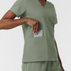 NURTUR Women's V-Neck Scrub Top - Sage large front pocket