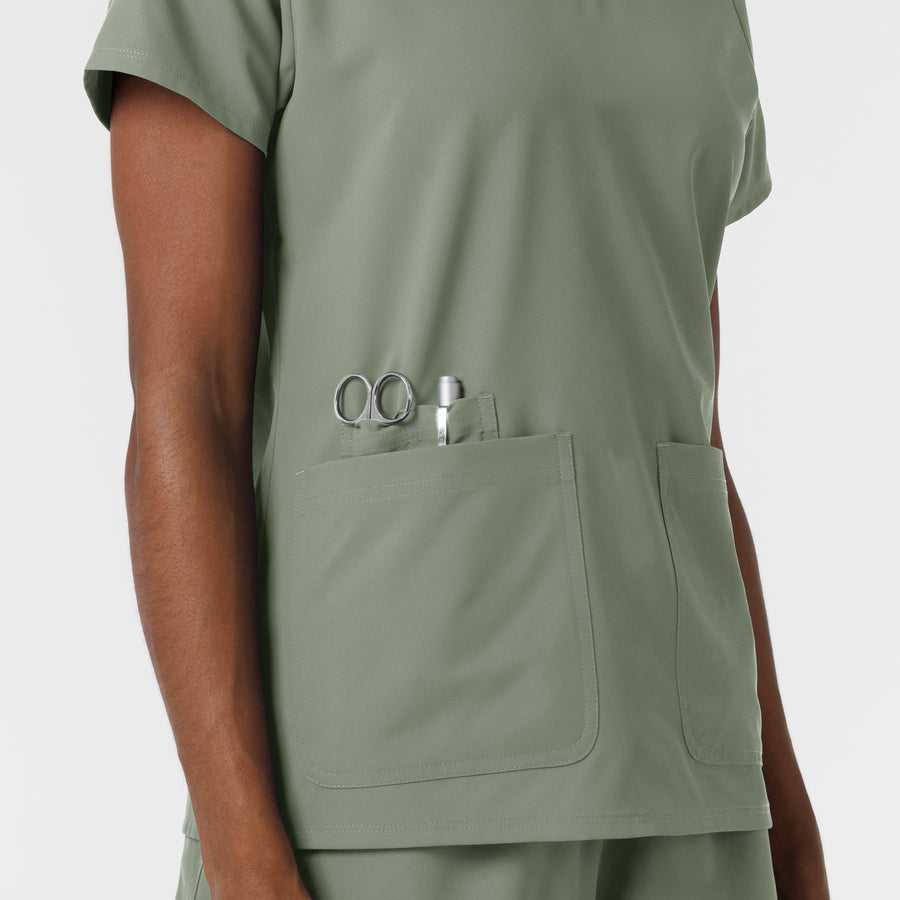NURTUR Women's V-Neck Scrub Top - Sage utility loops