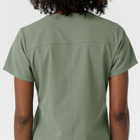 NURTUR Women's V-Neck Scrub Top - Sage back detail
