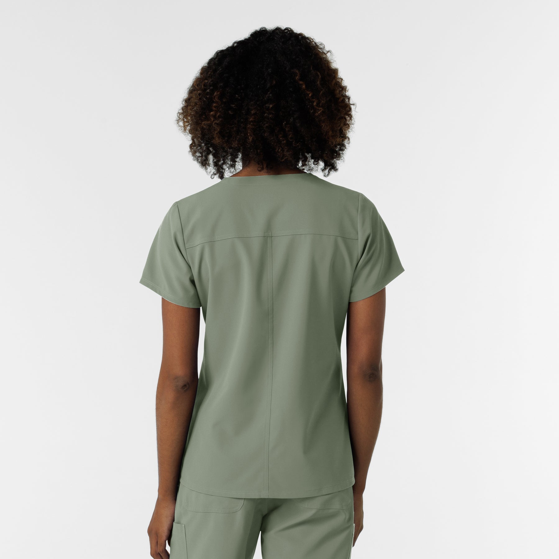 NURTUR Women's V-Neck Scrub Top Sage back view
