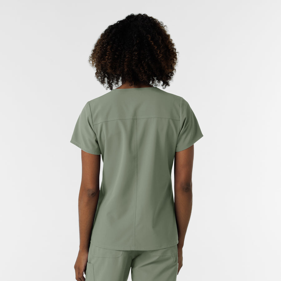 NURTUR Women's V-Neck Scrub Top Sage back view