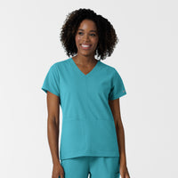 Nurtur Women's V-Neck Scrub Top - Teal Blue