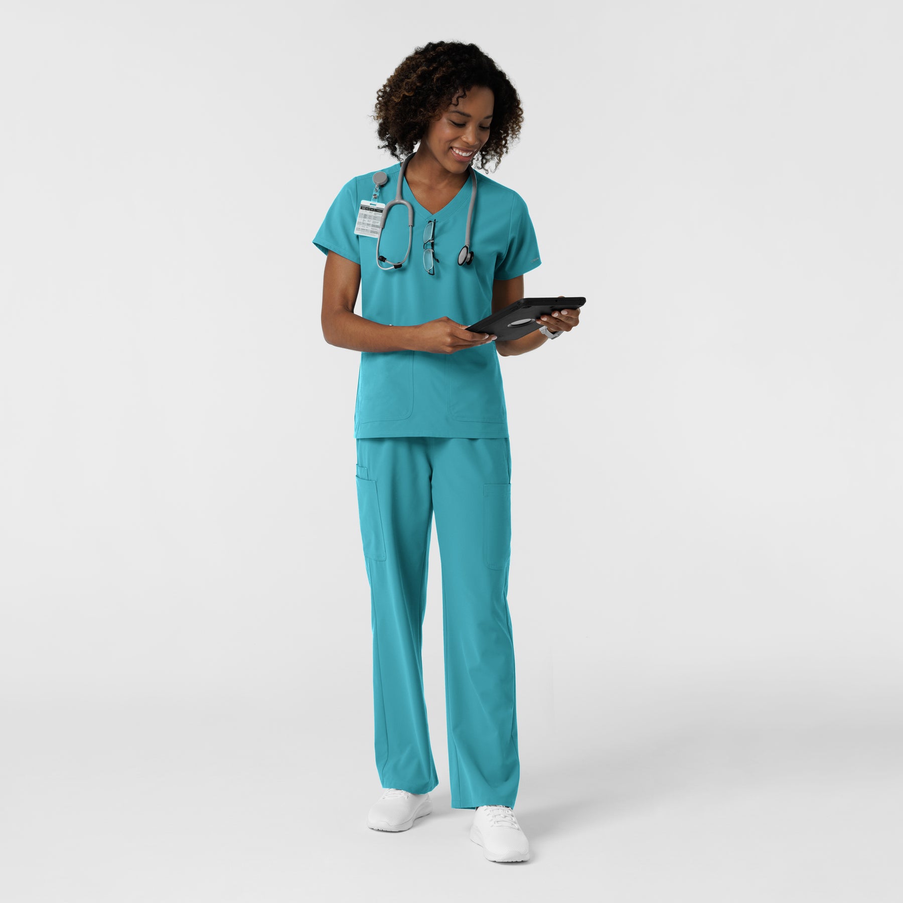 Nurtur Women's Straight Leg Cargo Scrub Pant - Teal Blue