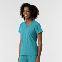 Nurtur Women's V-Neck Scrub Top - Teal Blue