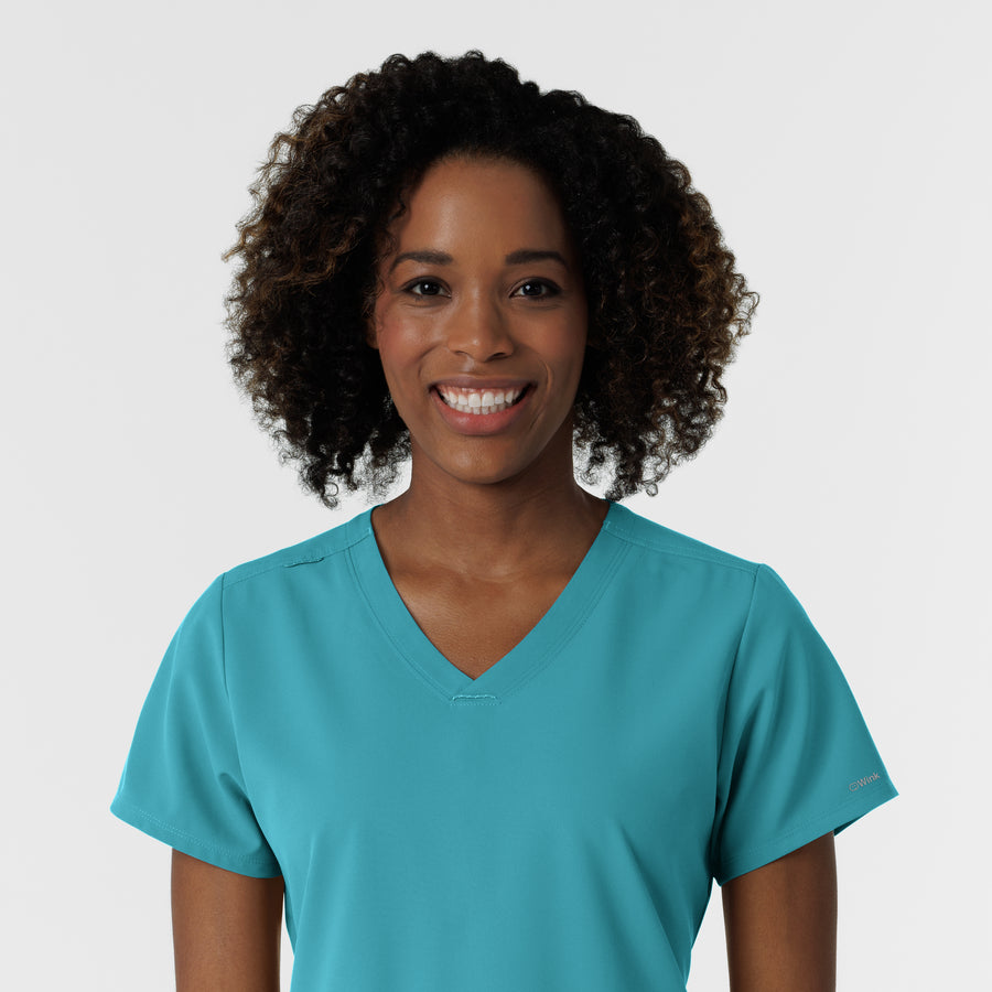 Nurtur Women's V-Neck Scrub Top - Teal Blue
