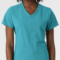 Nurtur Women's V-Neck Scrub Top - Teal Blue