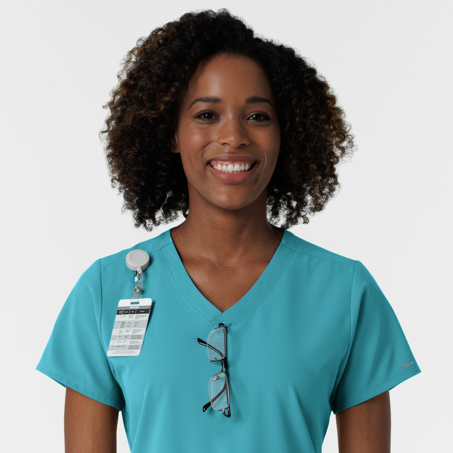 Nurtur Women's V-Neck Scrub Top - Teal Blue