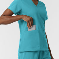 Nurtur Women's V-Neck Scrub Top - Teal Blue