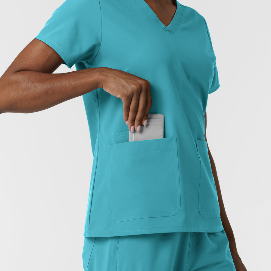 Nurtur Women's V-Neck Scrub Top - Teal Blue