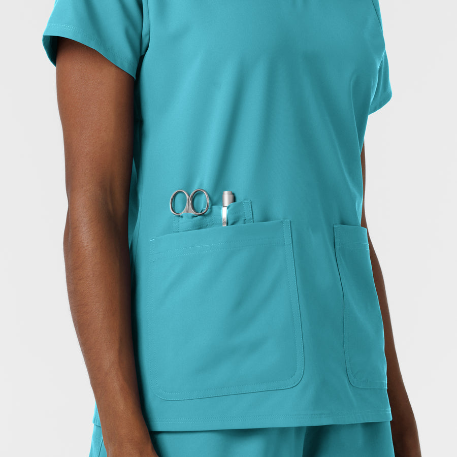 Nurtur Women's V-Neck Scrub Top - Teal Blue
