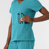 Nurtur Women's V-Neck Scrub Top - Teal Blue