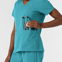 Nurtur Women's V-Neck Scrub Top - Teal Blue