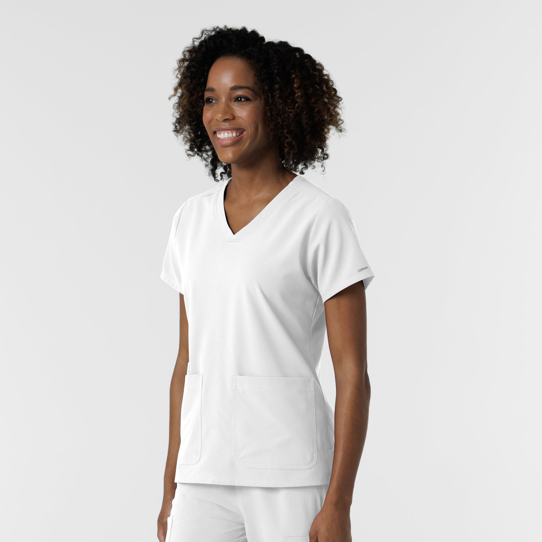 NURTUR Women's V-Neck Scrub Top - White side