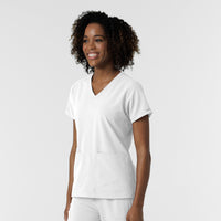 NURTUR Women's V-Neck Scrub Top - White side