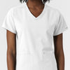 NURTUR Women's V-Neck Scrub Top - White front detail