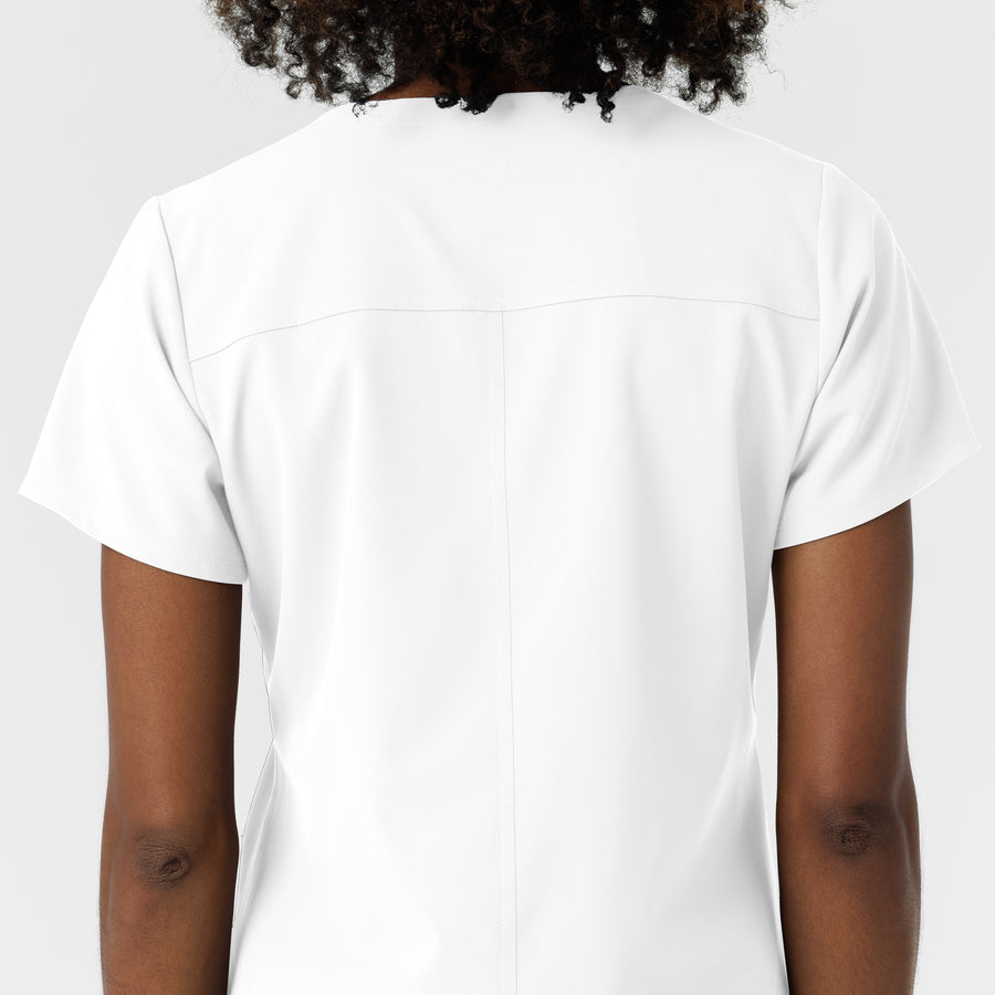NURTUR Women's V-Neck Scrub Top - White back detail