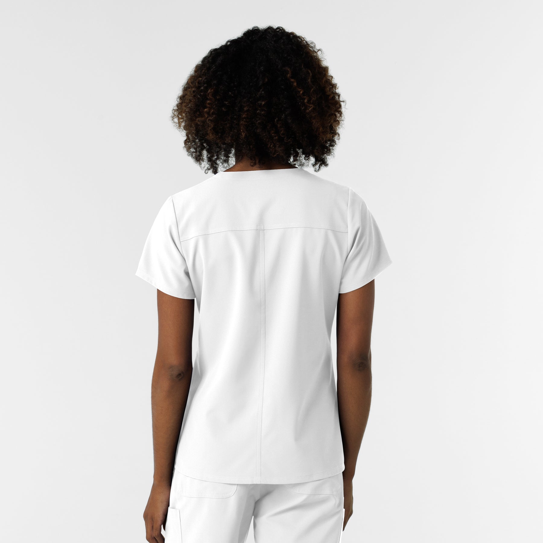 NURTUR Women's V-Neck Scrub Top White back view
