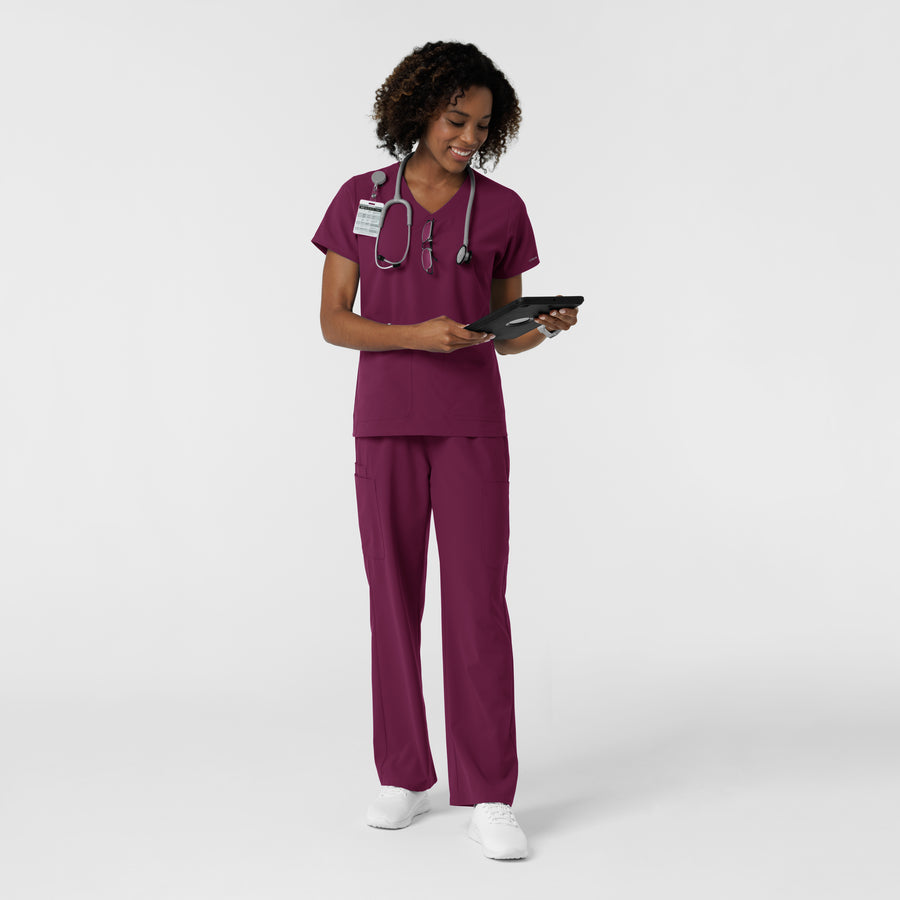 NURTUR Women's V-Neck Scrub Top- wine scrub set