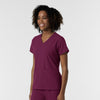 NURTUR Women's V-Neck Scrub Top- wine side view