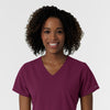 NURTUR Women's V-Neck Scrub Top- wine neckline