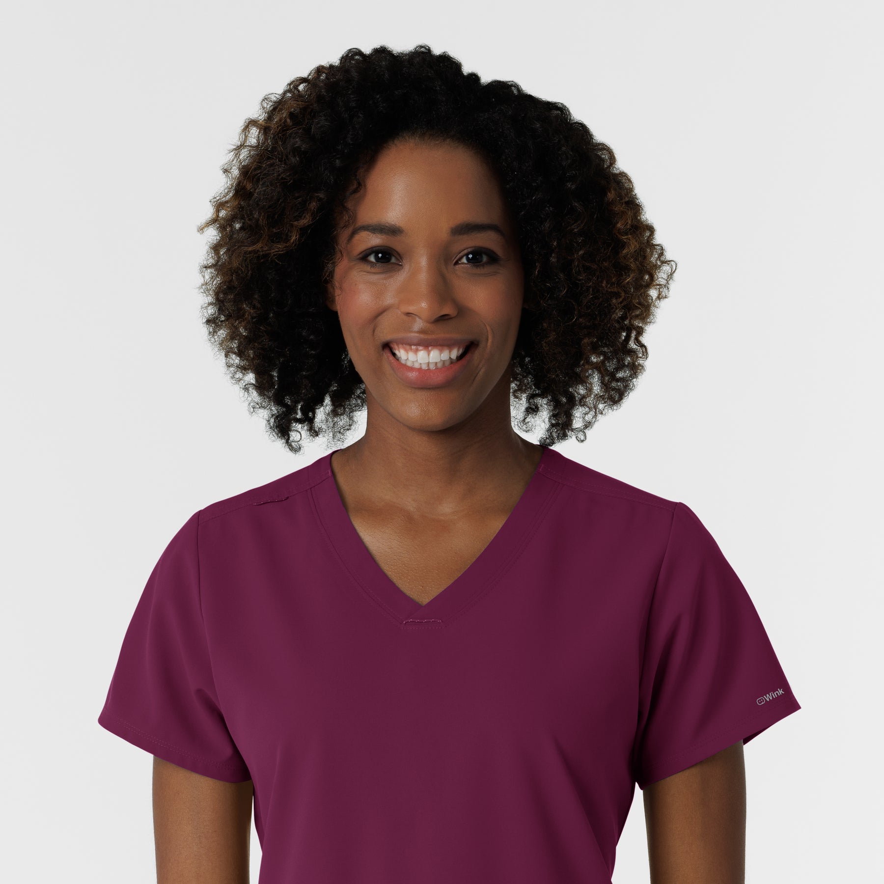 NURTUR Women's V-Neck Scrub Top- wine neckline