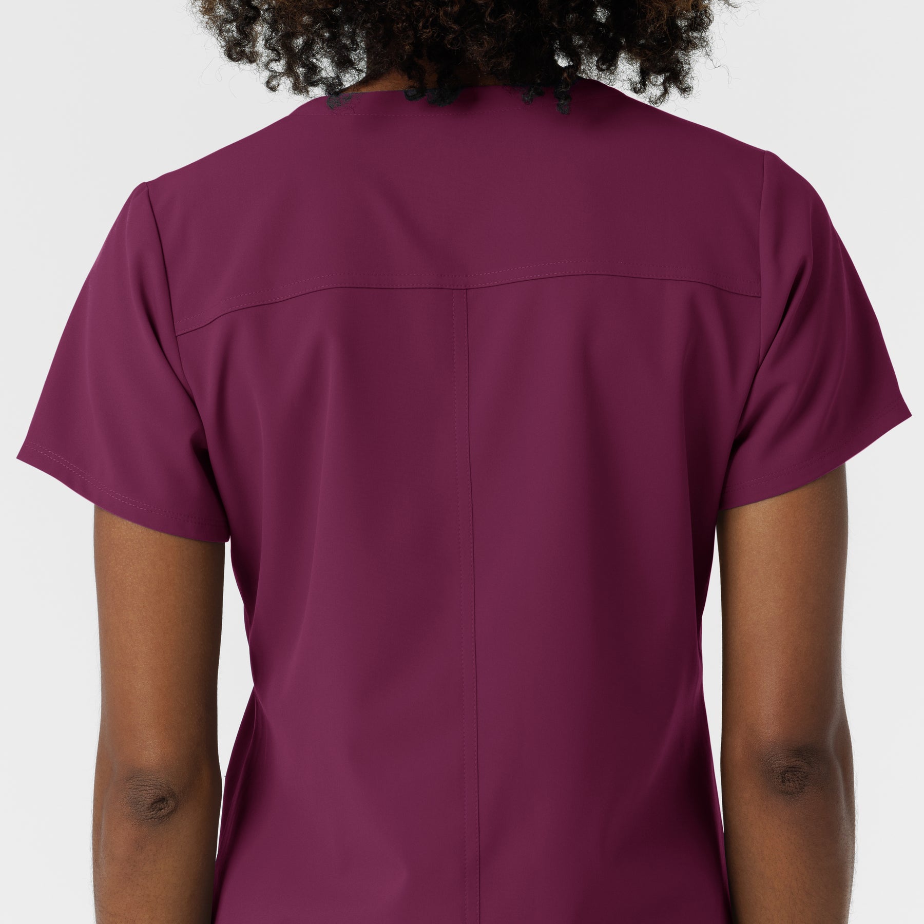 NURTUR Women's V-Neck Scrub Top- wine back seam